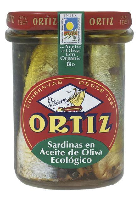 Sardientjes op extra virgin olijfolie Ortiz BIO