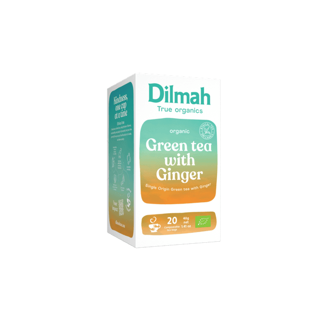 Organic Green Tea with Ginger | 20 Biodegradable Tea Bags | Organic