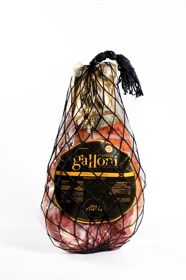 PARMA PROSCIUTTO z/b-  GRAN RISERVA - “ADDOBBO” linked by hand 18 Mnd Galloni